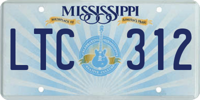 MS license plate LTC312