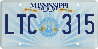 MS license plate LTC315