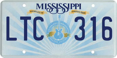 MS license plate LTC316