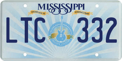 MS license plate LTC332