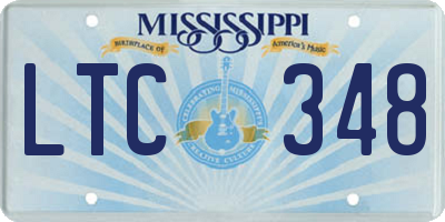 MS license plate LTC348