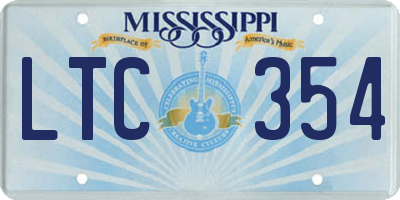 MS license plate LTC354