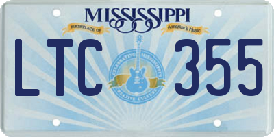 MS license plate LTC355
