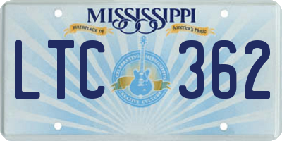 MS license plate LTC362