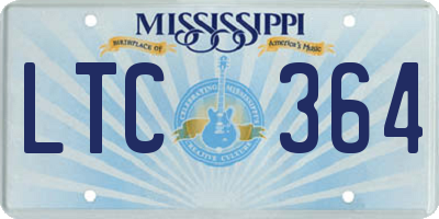 MS license plate LTC364