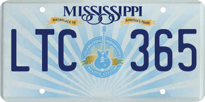 MS license plate LTC365