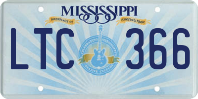 MS license plate LTC366