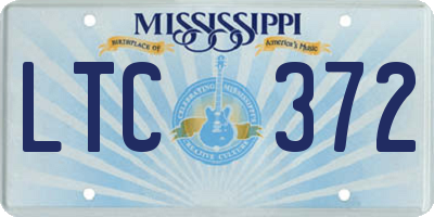 MS license plate LTC372