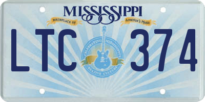 MS license plate LTC374