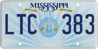 MS license plate LTC383