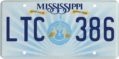 MS license plate LTC386