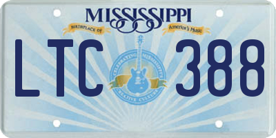 MS license plate LTC388