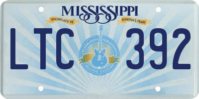 MS license plate LTC392