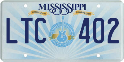 MS license plate LTC402