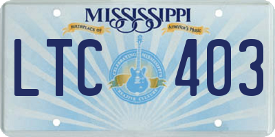 MS license plate LTC403