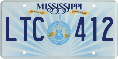 MS license plate LTC412
