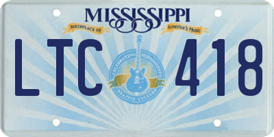 MS license plate LTC418