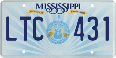 MS license plate LTC431