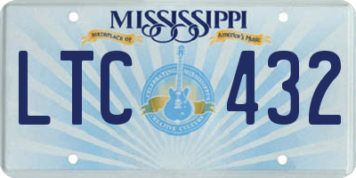 MS license plate LTC432