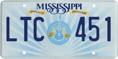 MS license plate LTC451