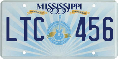 MS license plate LTC456