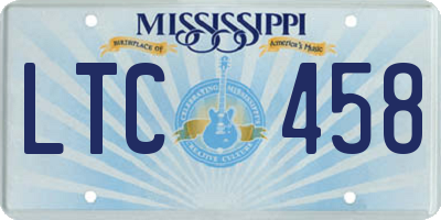 MS license plate LTC458