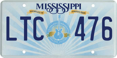 MS license plate LTC476