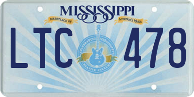 MS license plate LTC478