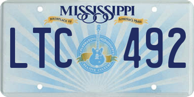 MS license plate LTC492