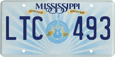 MS license plate LTC493