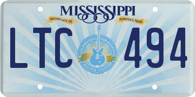 MS license plate LTC494