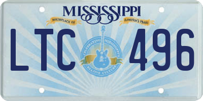 MS license plate LTC496