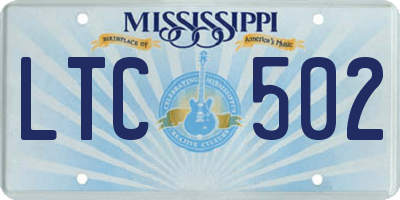 MS license plate LTC502