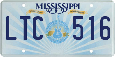 MS license plate LTC516