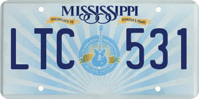 MS license plate LTC531