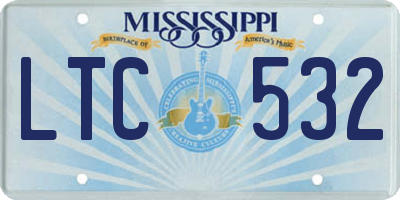 MS license plate LTC532
