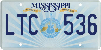 MS license plate LTC536