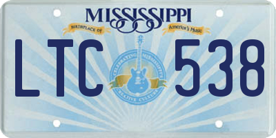 MS license plate LTC538