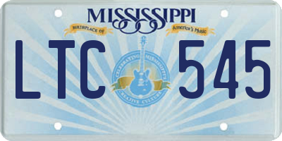 MS license plate LTC545