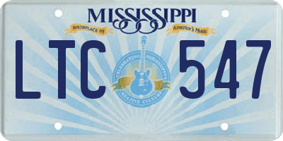MS license plate LTC547