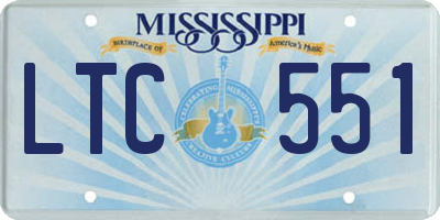 MS license plate LTC551