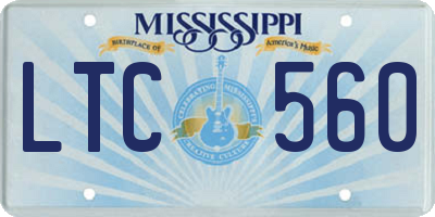 MS license plate LTC560