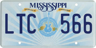 MS license plate LTC566