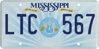 MS license plate LTC567