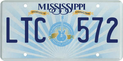 MS license plate LTC572