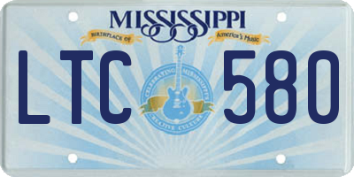 MS license plate LTC580