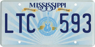 MS license plate LTC593
