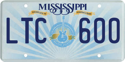 MS license plate LTC600