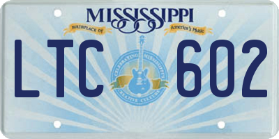 MS license plate LTC602