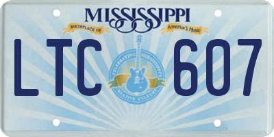 MS license plate LTC607